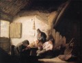 4人の人物がいる村の酒場 オランダの風俗画家 アドリアエン・ファン・オスターデ